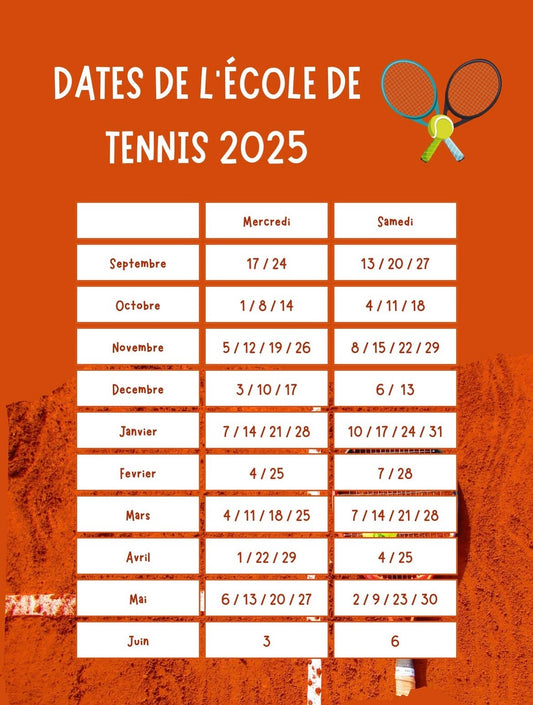 PROGRAMME ECOLE DE TENNIS 2025/2026 🎾